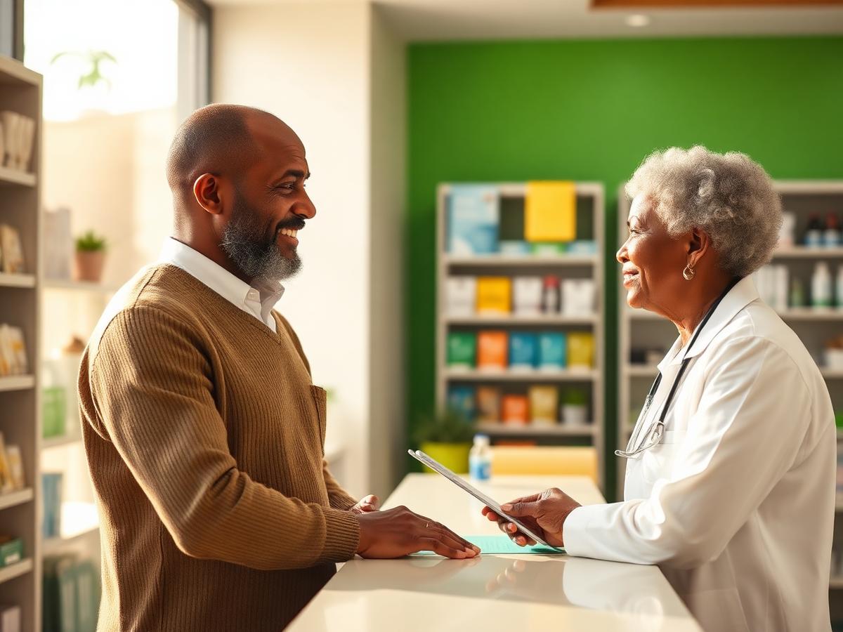 Pharmacist consulting with a patient