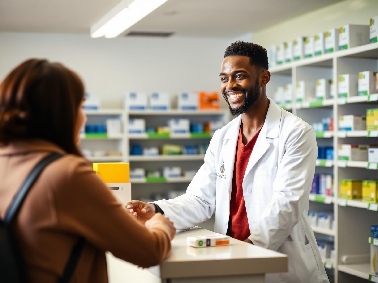 Palacecare pharmacist serving a customer